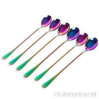 Stainless Steel Coffee Teaspoons  Long-Handle Ice Cream Desert Spoon Cocktail Stir Spoons Mixing Spoon 1 Set of 6 Rainbow Color Coffee Spoon  Round Head By Aolvo - B078S6GZ28